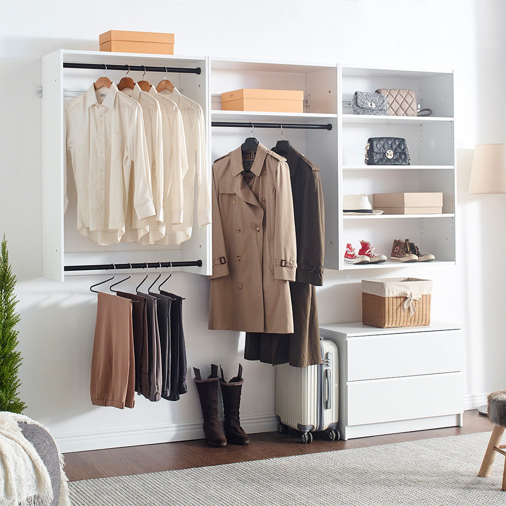 Devi White Wall Mounted Wood Closet System