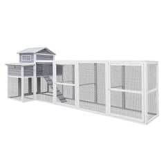 150" Extra Large Chicken Coop – Outdoor Wooden Hen House with Black Rust-Proof Metal Wire, 2 Nesting Boxes, 5 Perches for Poultry, Secure and Durable Chicken Cage