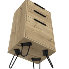 Light Dresser Skyoner, Hairpin Legs, Superior Top,Three Drawers, Light Oak Finish