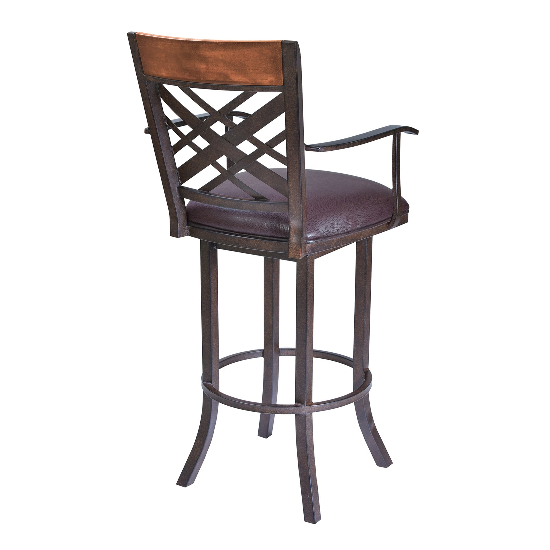 Tahiti 30" Arm Barstool in Auburn Bay finish with Brown Pu upholstery