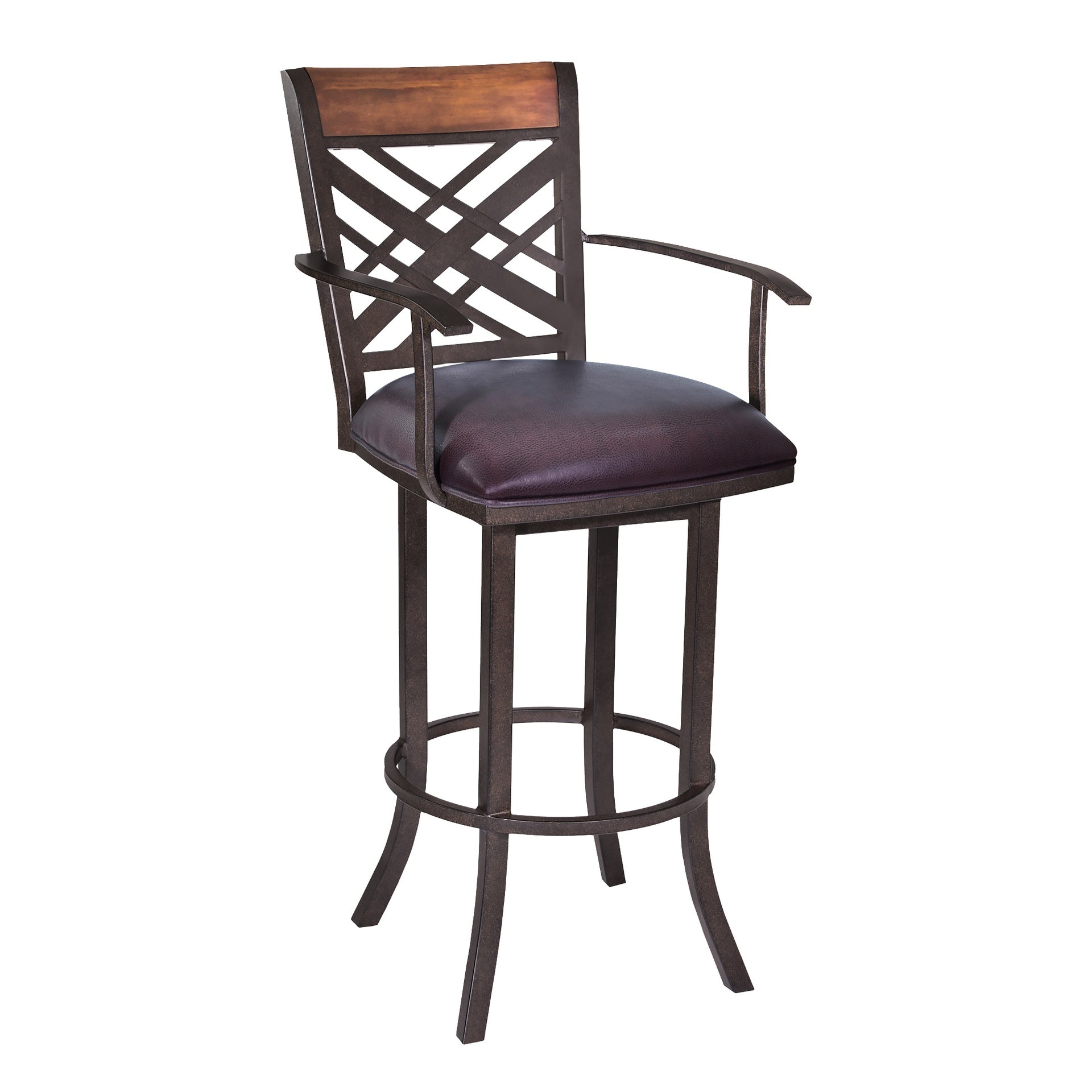 Tahiti 30" Arm Barstool in Auburn Bay finish with Brown Pu upholstery