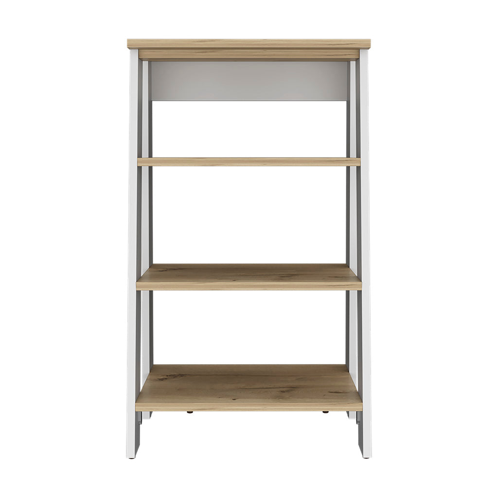 Linen Cabinet Jenne, Four Open Shelves, Light Oak / White Finish