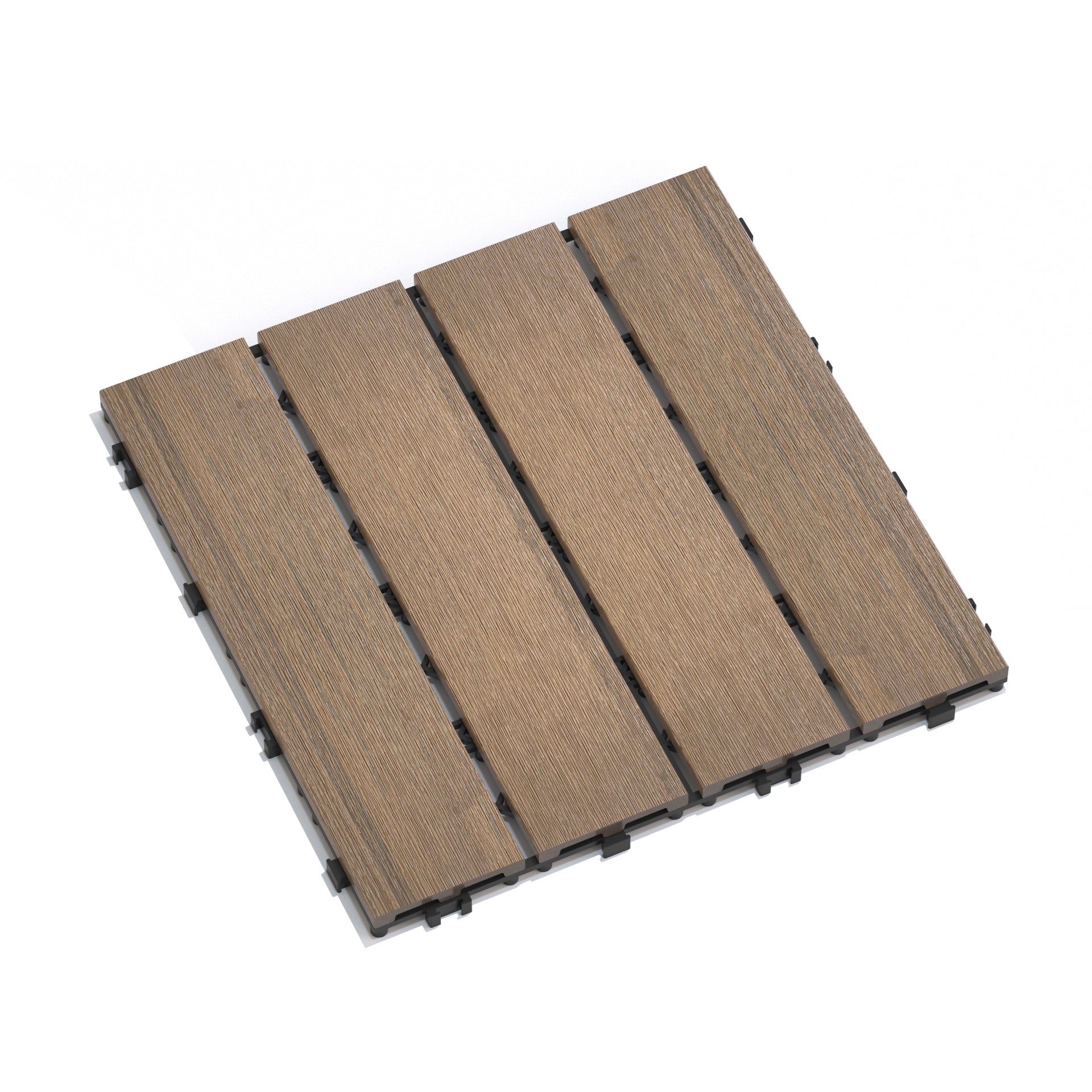Patio Floor Tiles Pack of 11  WPC Wood-Plastic Composite Patio Deck Tiles DIY Interlocking Decking Tiles, Quick Deck Floor Tile, Court Tile, Water Resistant Indoor Outdoor -11.8" Oak