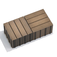 Patio Floor Tiles Pack of 11  WPC Wood-Plastic Composite Patio Deck Tiles DIY Interlocking Decking Tiles, Quick Deck Floor Tile, Court Tile, Water Resistant Indoor Outdoor -11.8" Oak