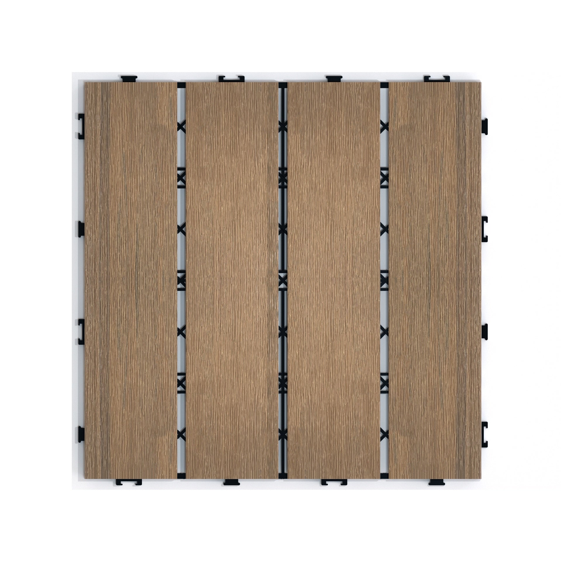 Patio Floor Tiles Pack of 11  WPC Wood-Plastic Composite Patio Deck Tiles DIY Interlocking Decking Tiles, Quick Deck Floor Tile, Court Tile, Water Resistant Indoor Outdoor -11.8" Oak