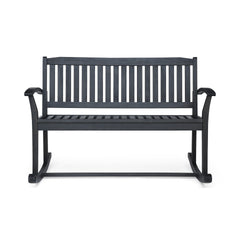 Patio Rocking Loveseat, 2 Person Outdoor rocker Bench, Acacia Wood Patio rocking Loveseat with Armrests, Slatted Seat & Backrest, Porch Rocking Bench for Backyard, Garden