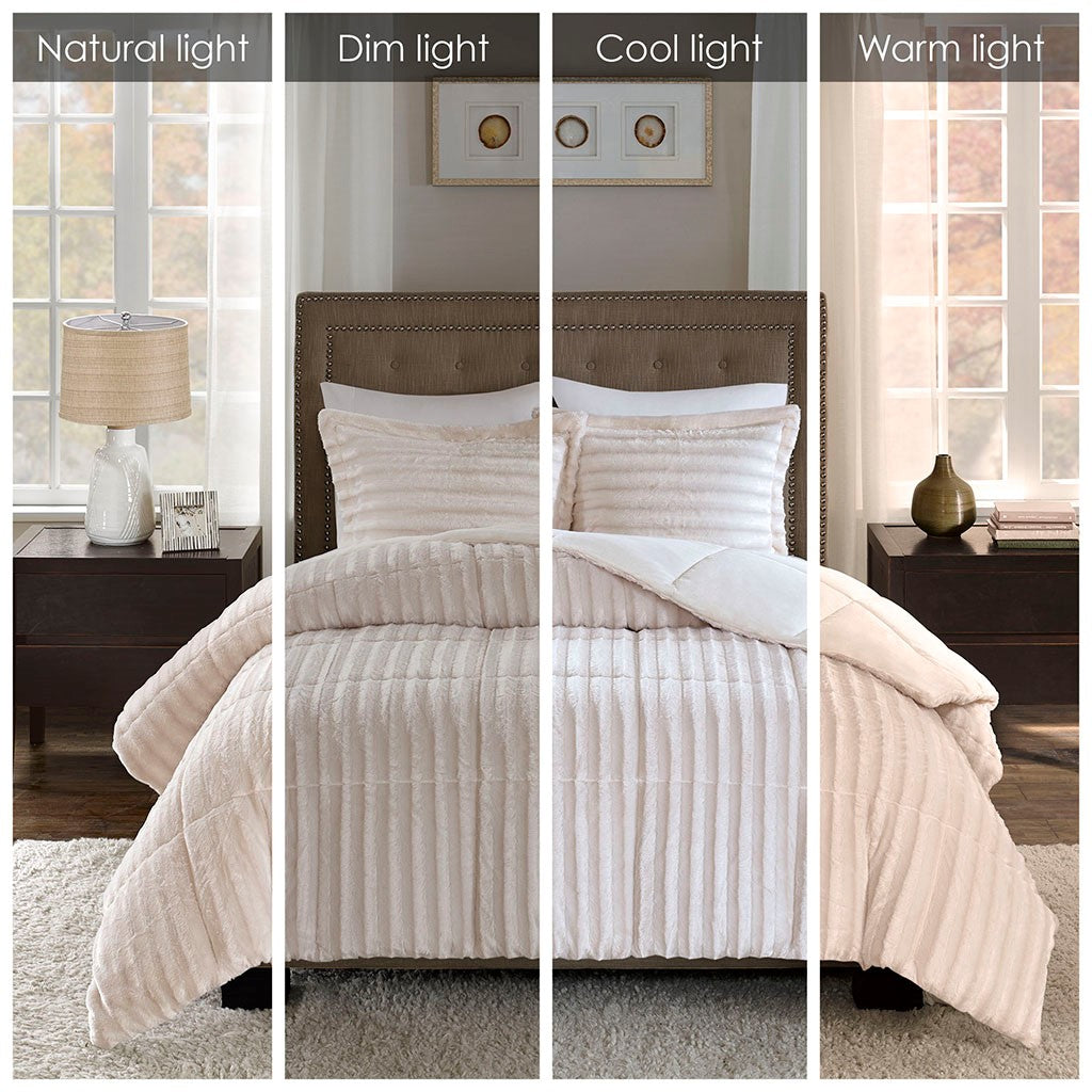 King/Cal King Faux Fur Comforter Mini Set