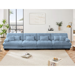4-Seater Sectional Sofa Modular Deep Seat Sofa Couch , Chenille Sofa Comfy Upholstered Sofa for Living Room, Apartment, Studio, Office,Chenille Blue