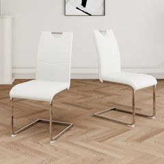 Modern Dining Chairs with Faux Leather Padded Seat Dining Living Room Chairs Upholstered Chair with Chrome Metal Legs Design for Kitchen, Living, Bedroom, Dining Room Side Chairs Set of 2