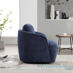 30.3"W Boucle Upholstered Swivel Accent Barrel Chair and Comfy Round Accent Single Sofa Chair, 360 Degree Club Bucket Chair, Lounge Armchair for Living Room Bedroom Nursery. Navy