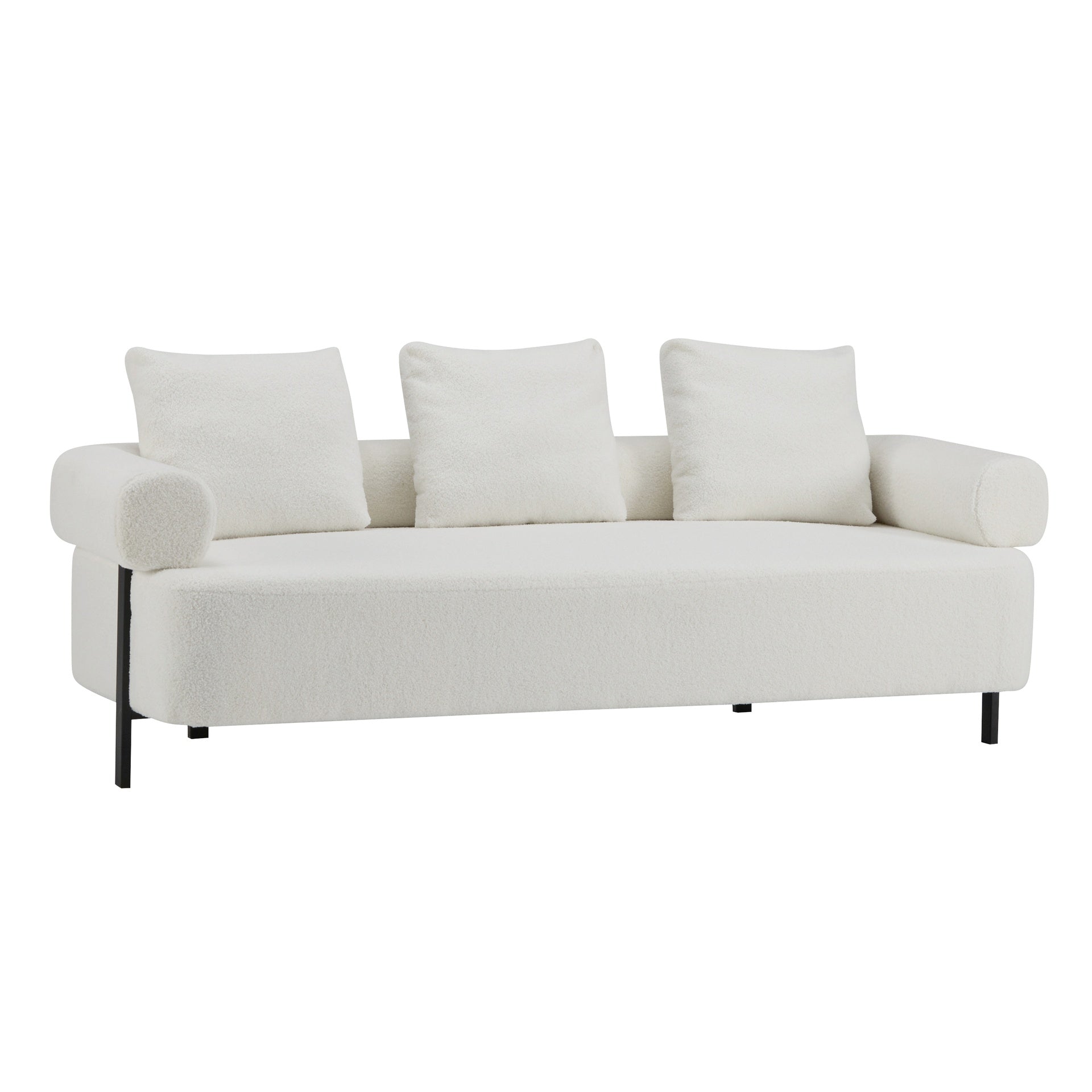 78" Modern 3-Seater Beige Upholstered Sofa, Oversized Comfy Couch with 3 Plush Pillows for Living Room, Bedroom, Apartment