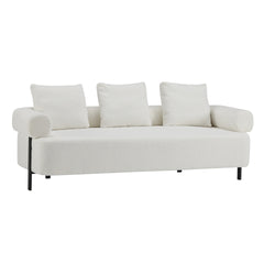 78" Modern 3-Seater Beige Upholstered Sofa, Oversized Comfy Couch with 3 Plush Pillows for Living Room, Bedroom, Apartment
