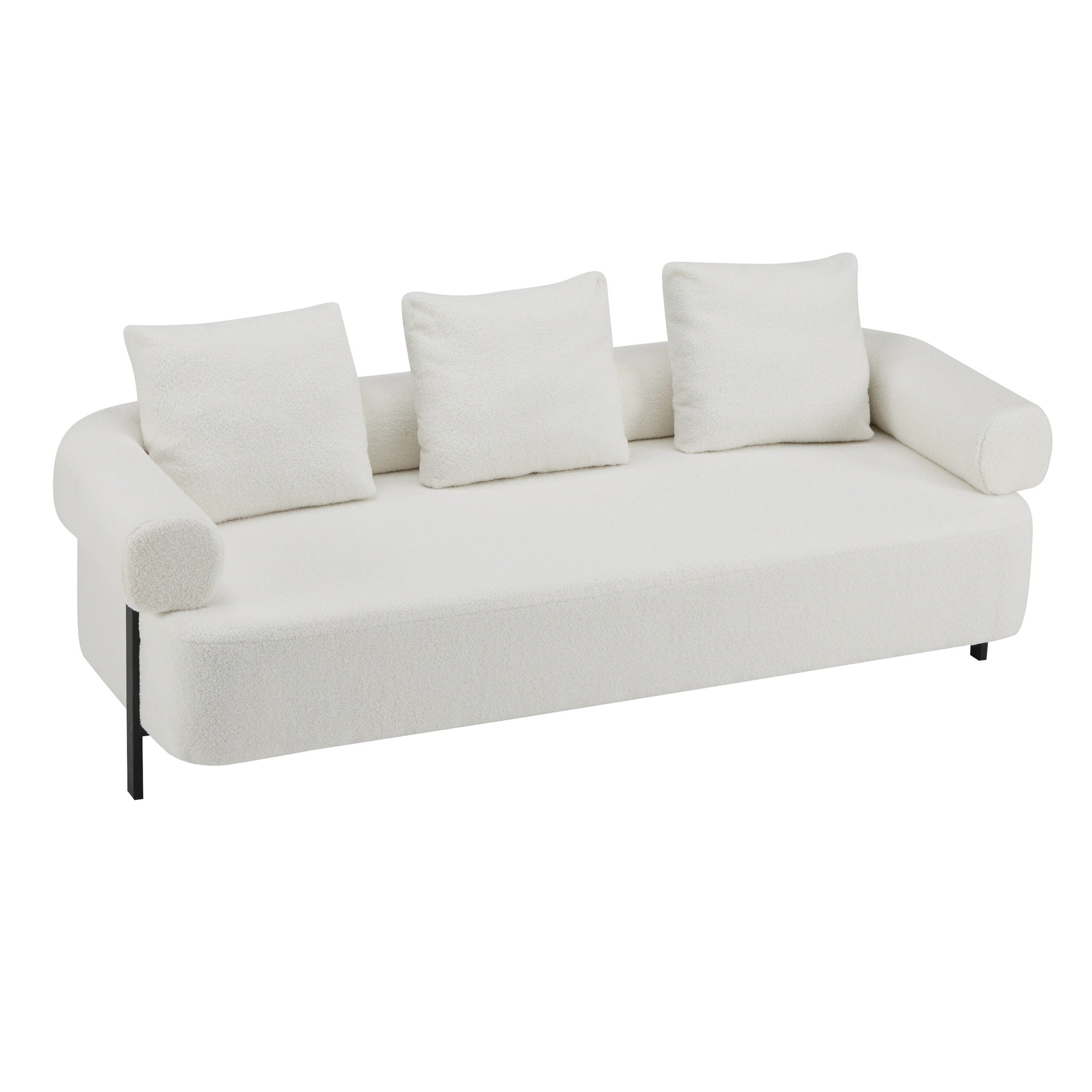 78" Modern 3-Seater Beige Upholstered Sofa, Oversized Comfy Couch with 3 Plush Pillows for Living Room, Bedroom, Apartment