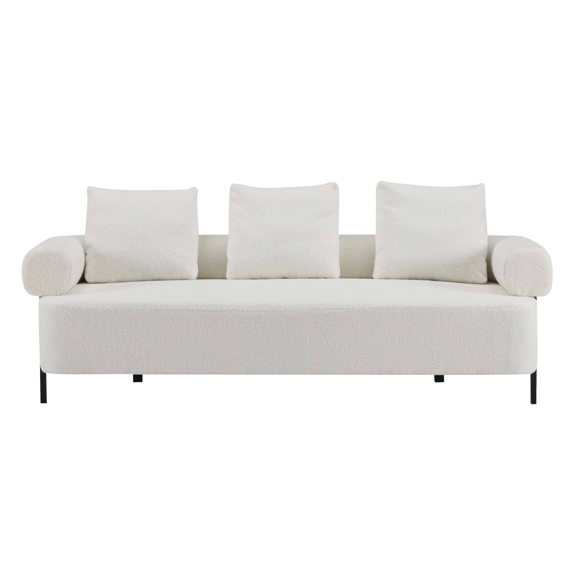 78" Modern 3-Seater Beige Upholstered Sofa, Oversized Comfy Couch with 3 Plush Pillows for Living Room, Bedroom, Apartment