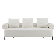 78" Modern 3-Seater Beige Upholstered Sofa, Oversized Comfy Couch with 3 Plush Pillows for Living Room, Bedroom, Apartment