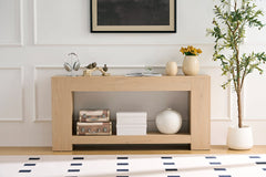 Rectangular side table, wooden rectangular coffee table placed behind the sofa, rustic-style entryway table suitable for entrances, hallways, and living rooms.