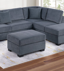 Contemporary Sectional Sofa Set Reversible L/R Chaise Sofa Dark Gray Corduroy Upholstered Pillows Living Room Furniture