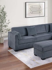 Contemporary Sectional Sofa Set Reversible L/R Chaise Sofa Dark Gray Corduroy Upholstered Pillows Living Room Furniture