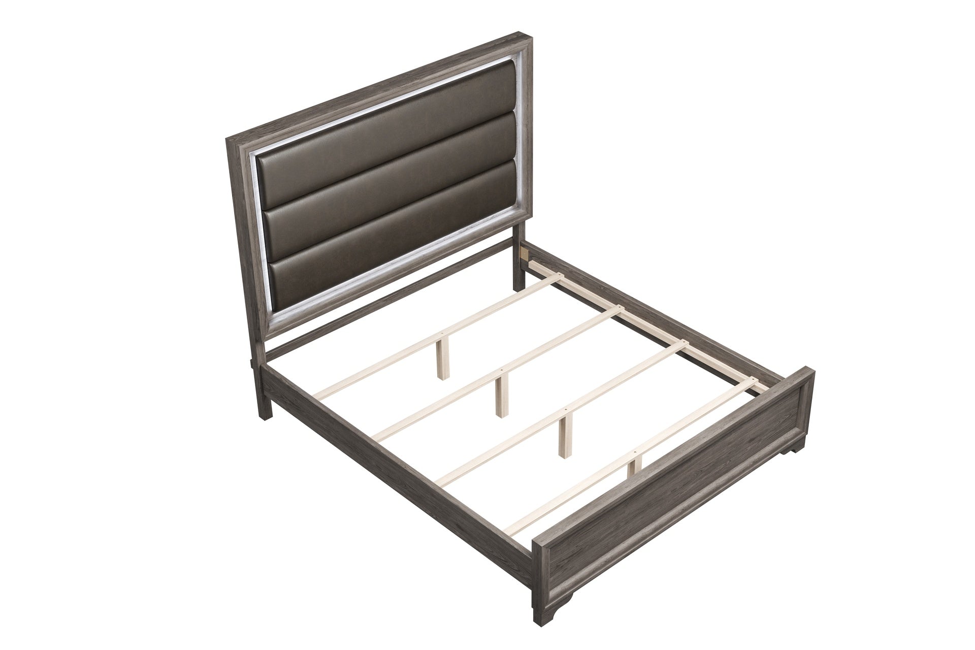 Elegant Modern 1pc Eastern King Size Bed Horizontal Tufting Headboard Espresso Finish Bedroom Furniture