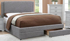Light Gray Fabric Upholstered Contemporary 1pc Queen Size Bed w Storage Drawers FB Bedroom Furniture 1pc Bed Set