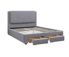 Light Gray Fabric Upholstered Contemporary 1pc Queen Size Bed w Storage Drawers FB Bedroom Furniture 1pc Bed Set