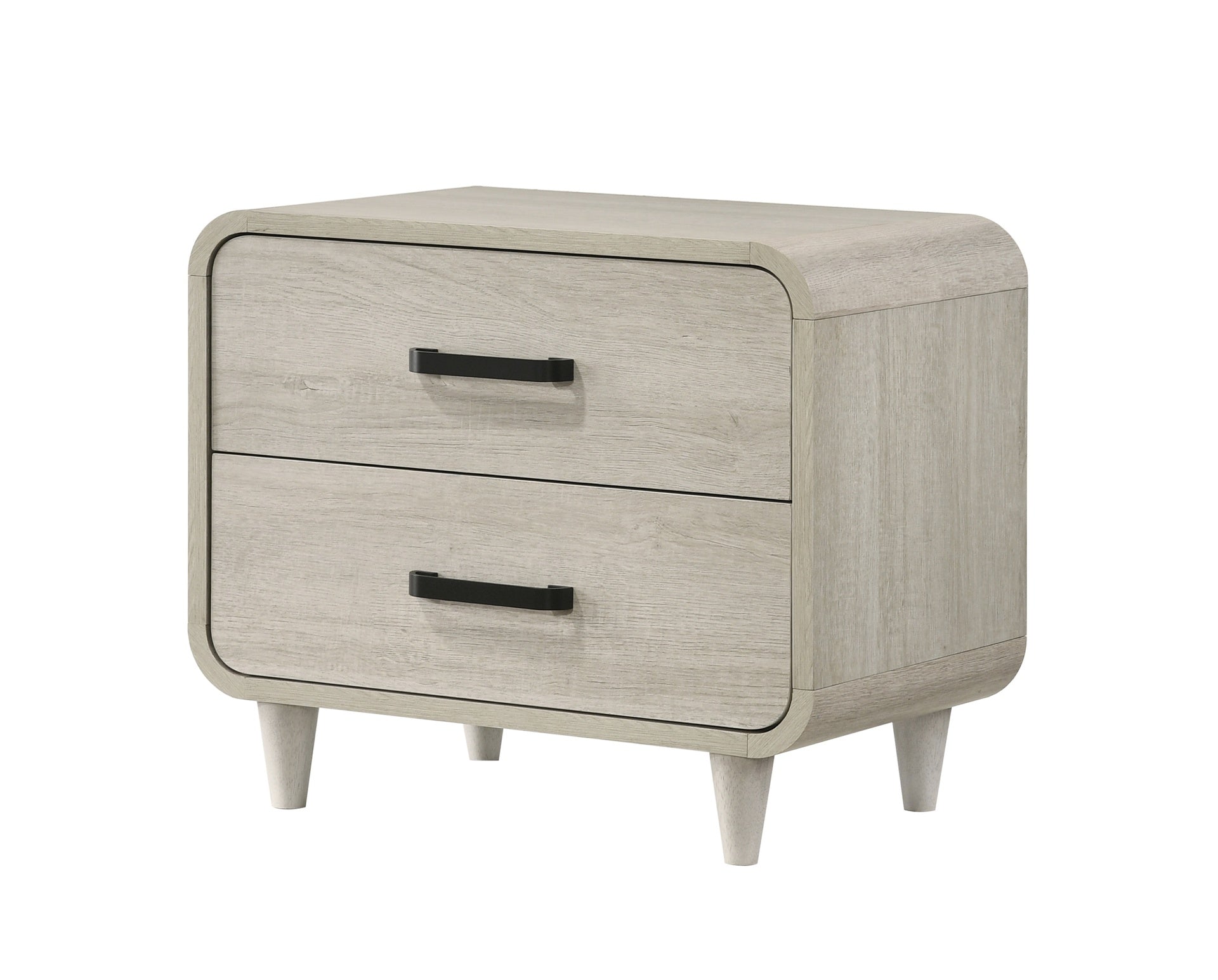 1pc Contemporary Style Two Drawers Nightstand Solid Wood  Unique White Finish Bedroom Furniture