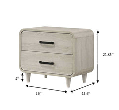 1pc Contemporary Style Two Drawers Nightstand Solid Wood  Unique White Finish Bedroom Furniture