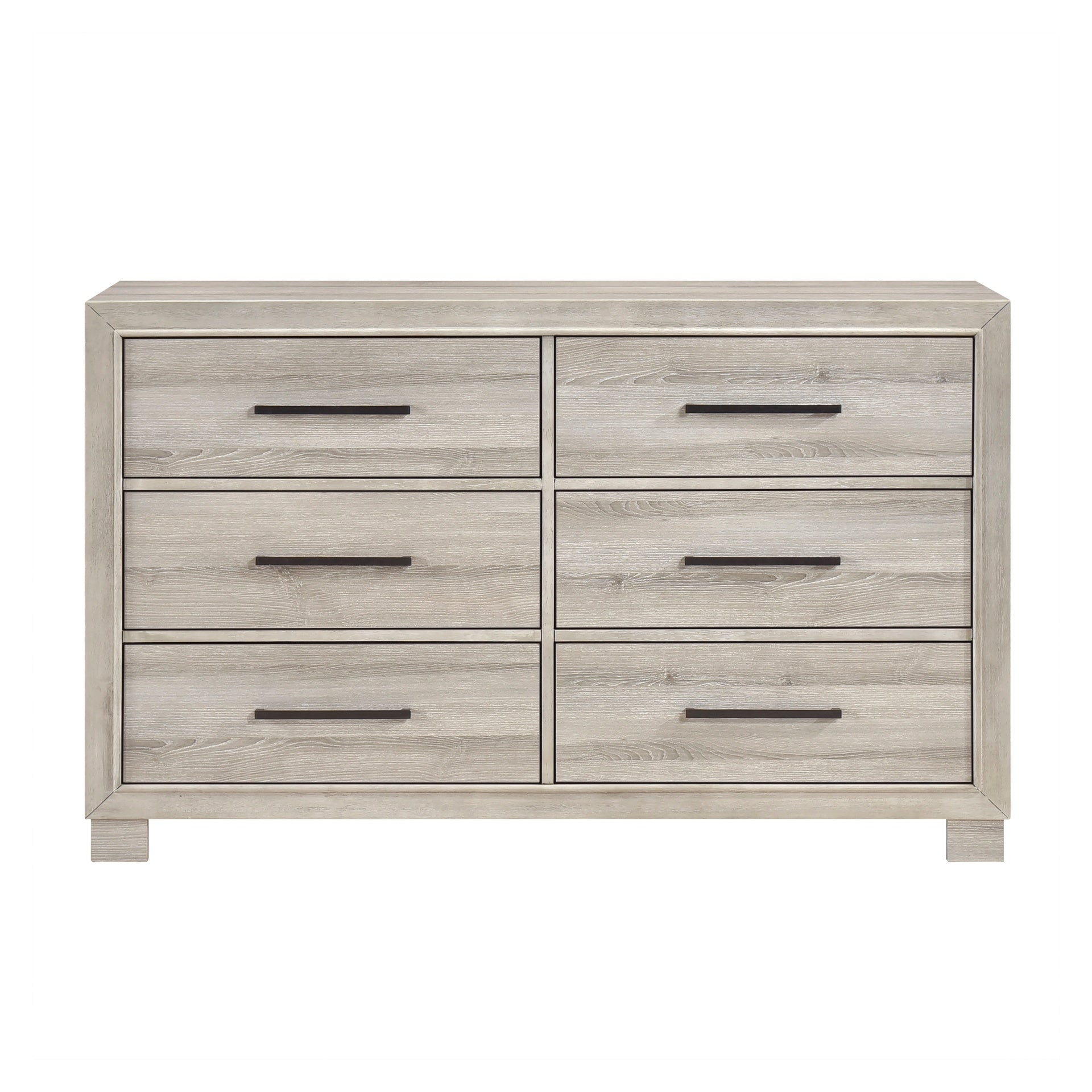 Modern Gray Finish Six-Drawer Dresser 1pc Wooden Contemporary Design Bedroom Furniture