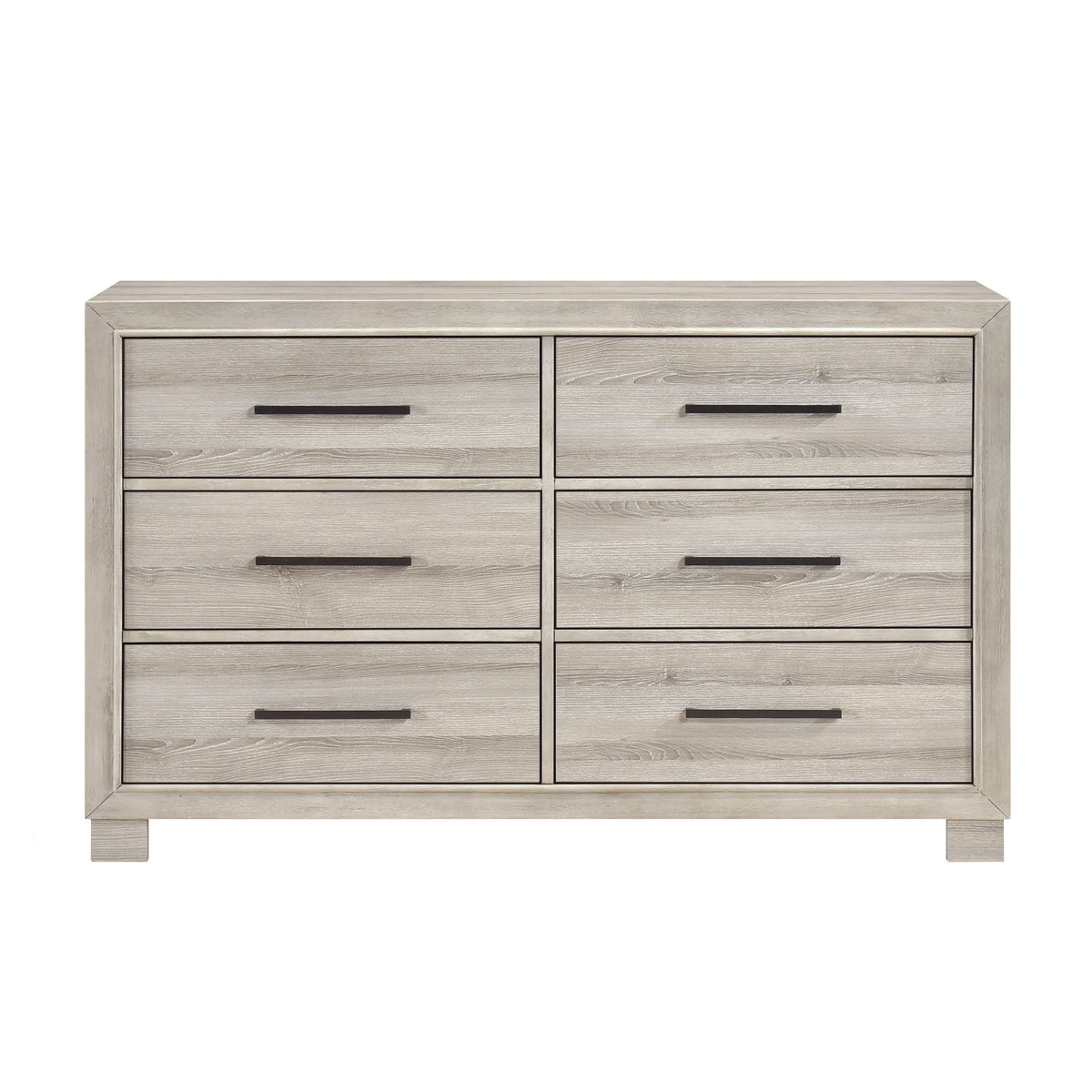 Modern Gray Finish Six-Drawer Dresser 1pc Wooden Contemporary Design Bedroom Furniture