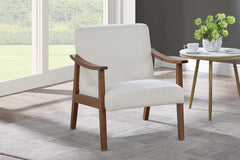 Stylish White Wool Fabric Upholstered 1pc Accent Chair Seat Cushion Wooden Frame Living Room Furniture Chair