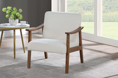 Stylish White Wool Fabric Upholstered 1pc Accent Chair Seat Cushion Wooden Frame Living Room Furniture Chair