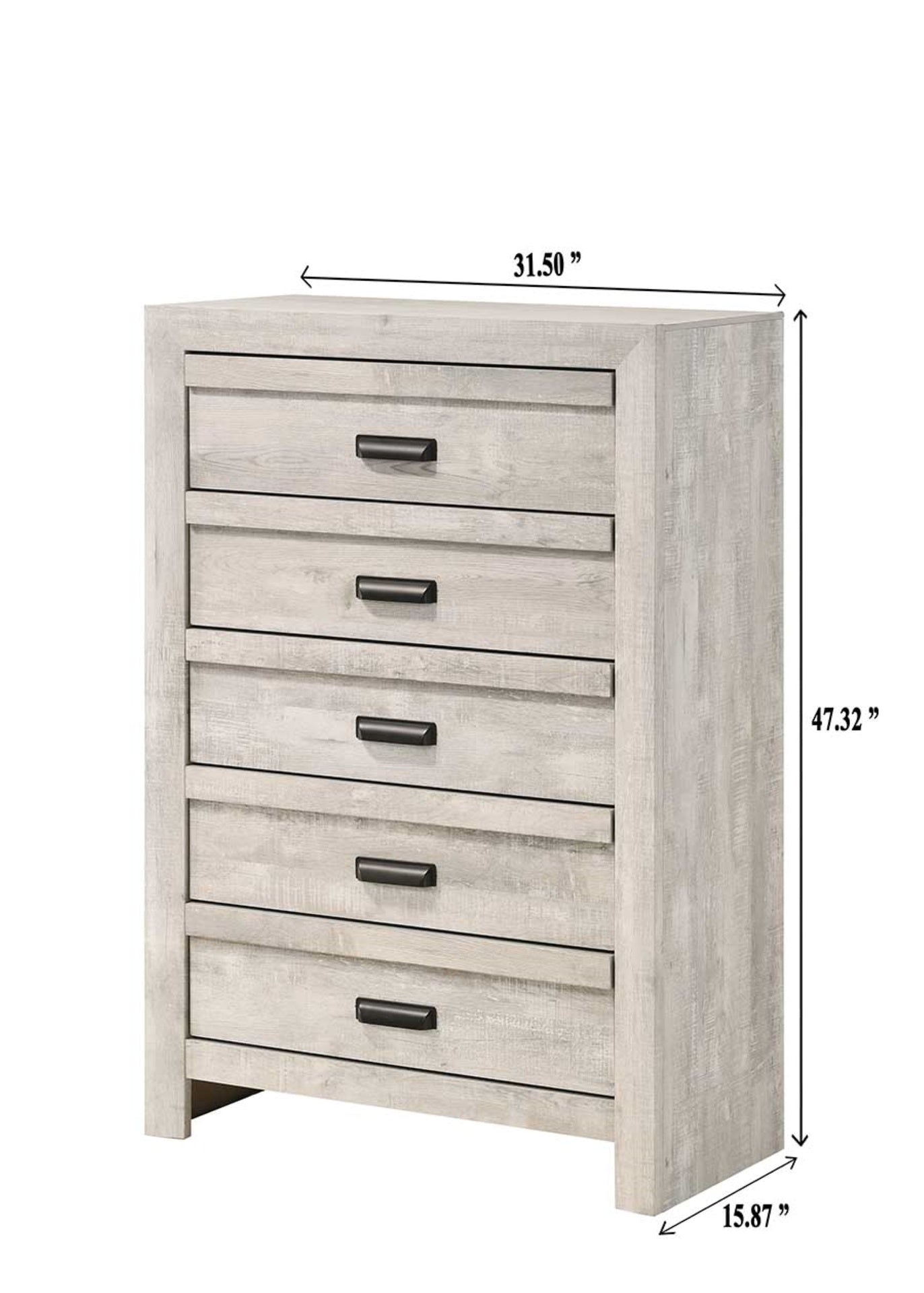 1pc Contemporary Chest Five Storage Drawers Rustic Beige Gray Finish Bedroom Wooden Furniture