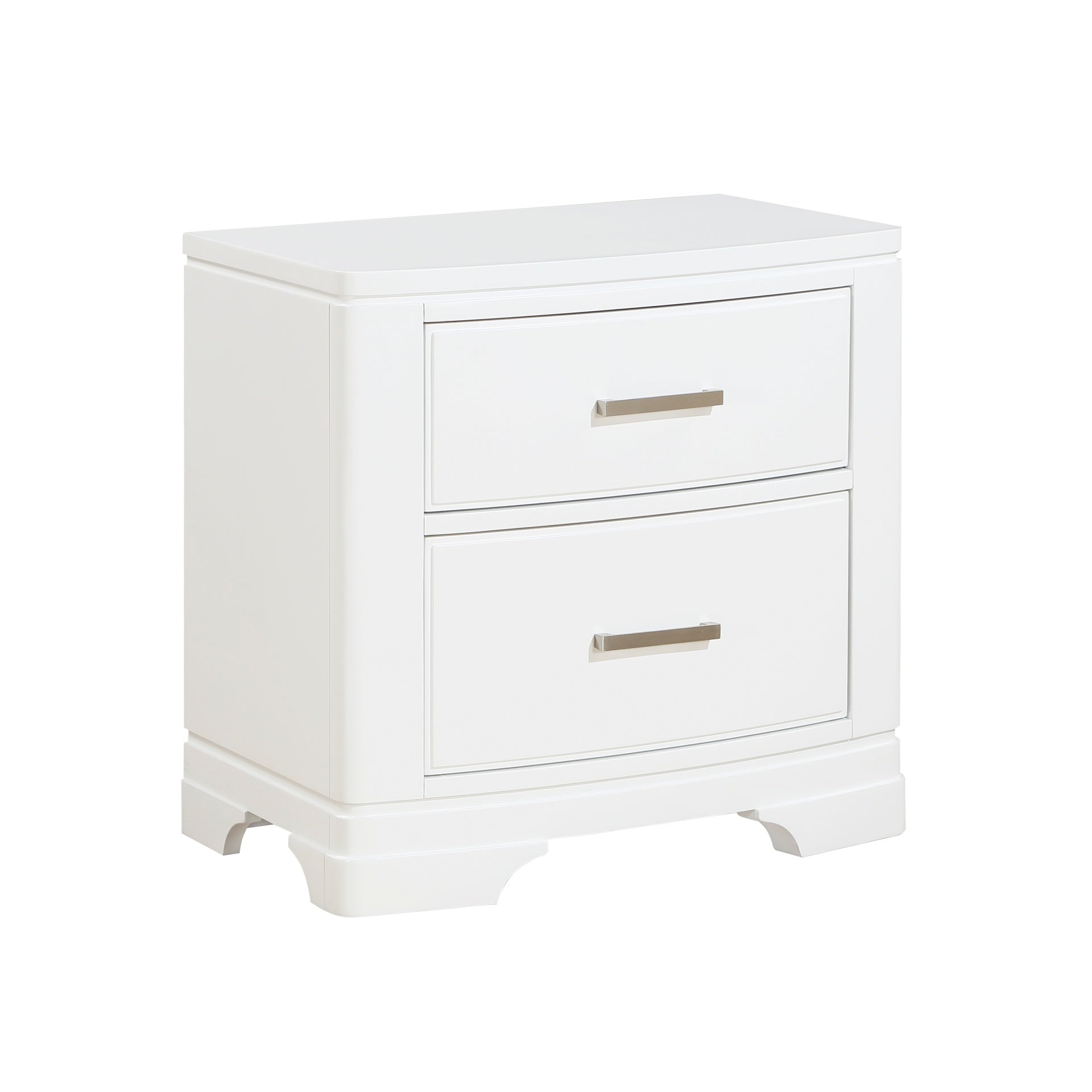 White Finish Sleek Design Nightstand with Two Storage Drawers Transitional Style Bedroom Furniture 1pc