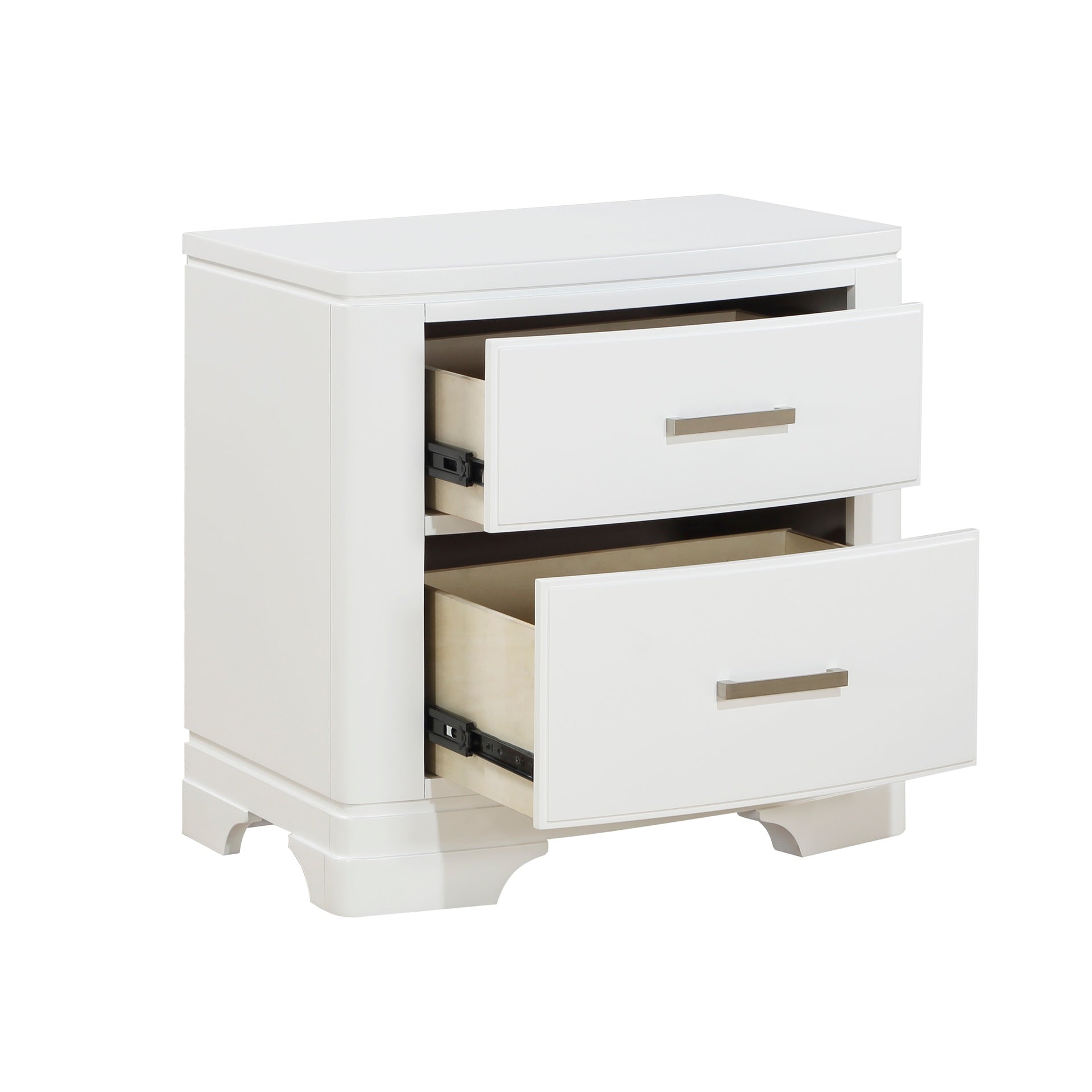 White Finish Sleek Design Nightstand with Two Storage Drawers Transitional Style Bedroom Furniture 1pc