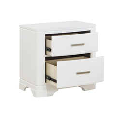 White Finish Sleek Design Nightstand with Two Storage Drawers Transitional Style Bedroom Furniture 1pc