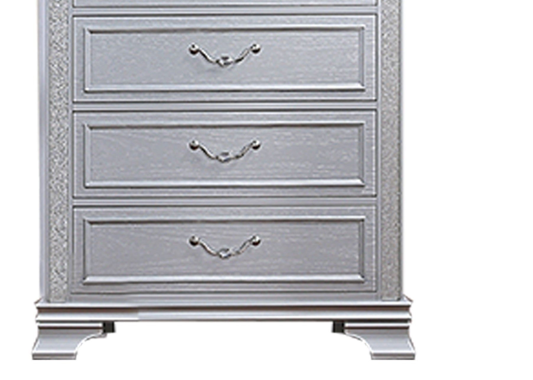 Elegance Gray Finish 5-Drawers Chest Contemporary 1pc Chest Pull Handles and crystal Knobs Bedroom