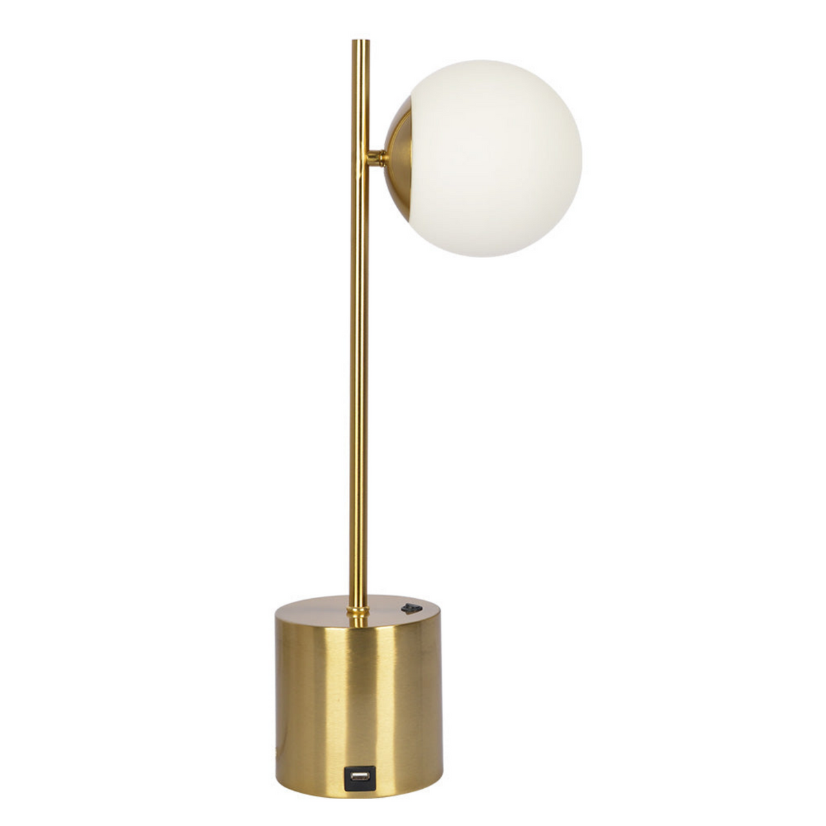 Ethereal Modern Small Brass Metal Table Lamp with White Glass Globe Shade, Elegant Desk Lamp Fixture 22"H x 9.3"W x 5.8"D for Living Room, Desk Lamps for Office Reading