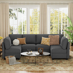 Modular Sectional Sofa with Storage Seat Upgrade Convertible Sofa Couch for Living Room/Deep 27'' Ottoman/Memory Foam Cushion