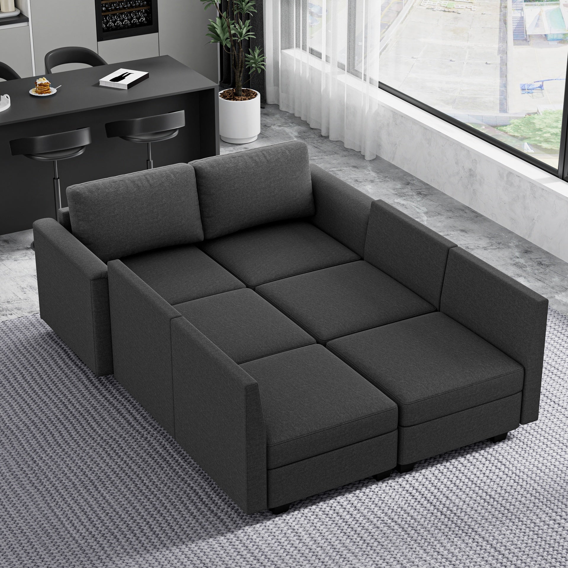 Modular Sectional Sofa with Storage Seat Upgrade Convertible Sofa Couch for Living Room/Deep 27'' Ottoman/Memory Foam Cushion
