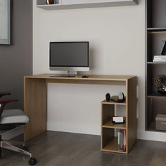 Natural Oak Computer Desk with Open Storage and Open Shelf