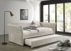 Transitional Style 1pc Twin Size Daybed w/ Trundle Flared Arms Mattress Ready Beige Finish Primary Living Room