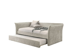 Transitional Style 1pc Twin Size Daybed w/ Trundle Flared Arms Mattress Ready Beige Finish Primary Living Room