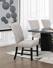 Beautiful Genuine Marble Top Dining Table 6x Side Chairs Gray Boucle Fabric Upholstered Chair Dining Room 7pc Set Wooden Furniture