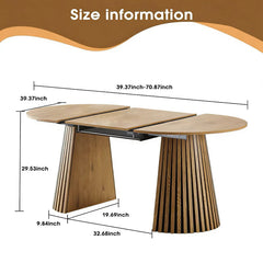 Wooden Dining Table, Flexible and Extendable, Multi-functional and Space-saving, Fashionable Oval Design and Slatted Table Legs, Tea Table or Office Desk, Beautiful and Practical