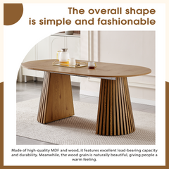 Wooden Dining Table, Flexible and Extendable, Multi-functional and Space-saving, Fashionable Oval Design and Slatted Table Legs, Tea Table or Office Desk, Beautiful and Practical