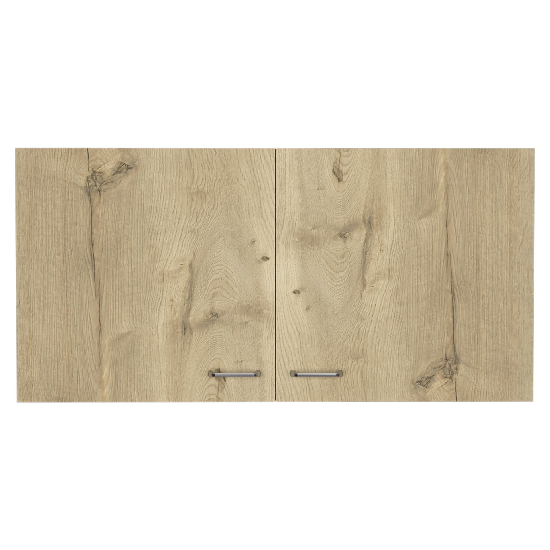 White and Light Oak Rectangle 2-Door Wall Cabinet