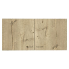 White and Light Oak Rectangle 2-Door Wall Cabinet