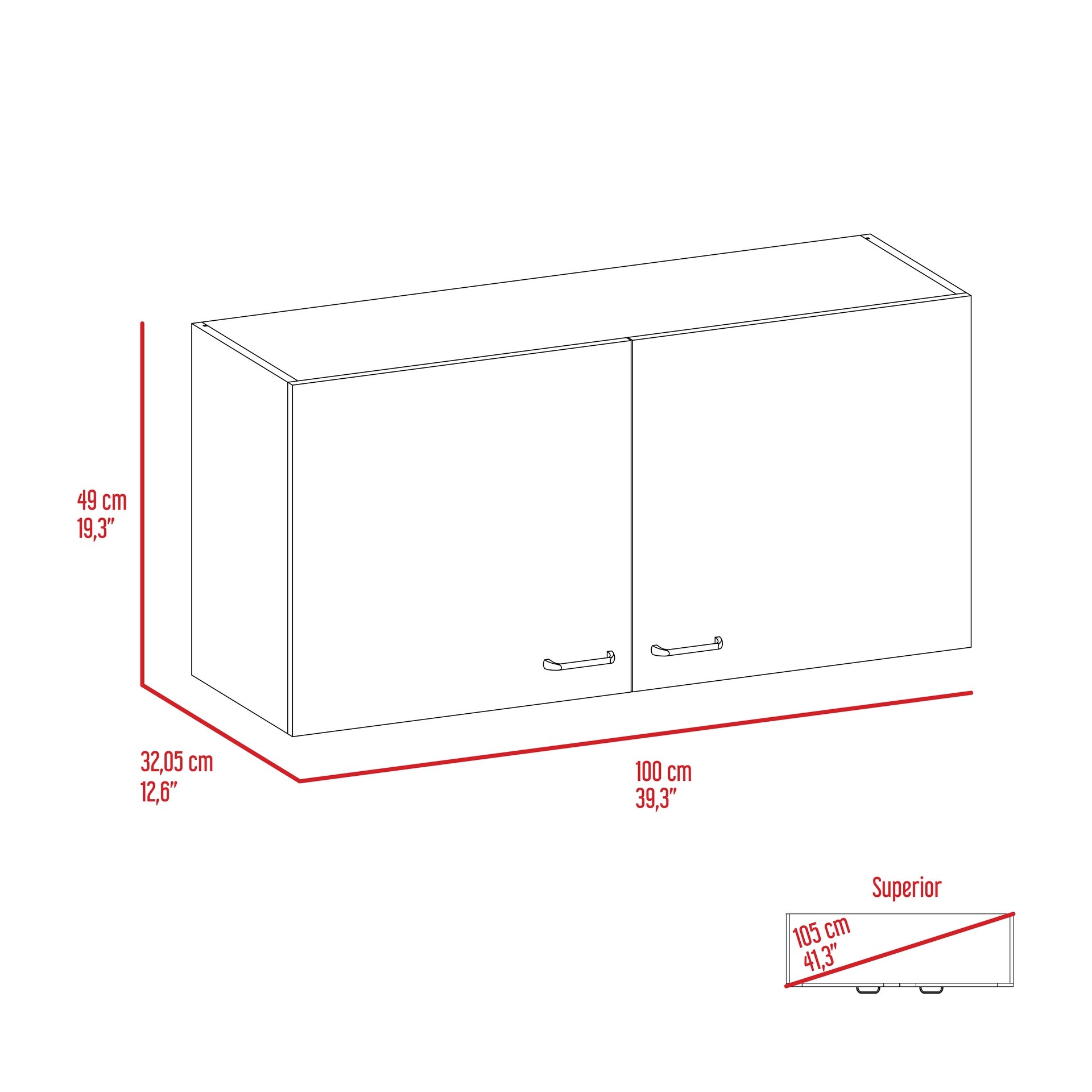 White and Light Oak Rectangle 2-Door Wall Cabinet