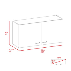 White and Light Oak Rectangle 2-Door Wall Cabinet