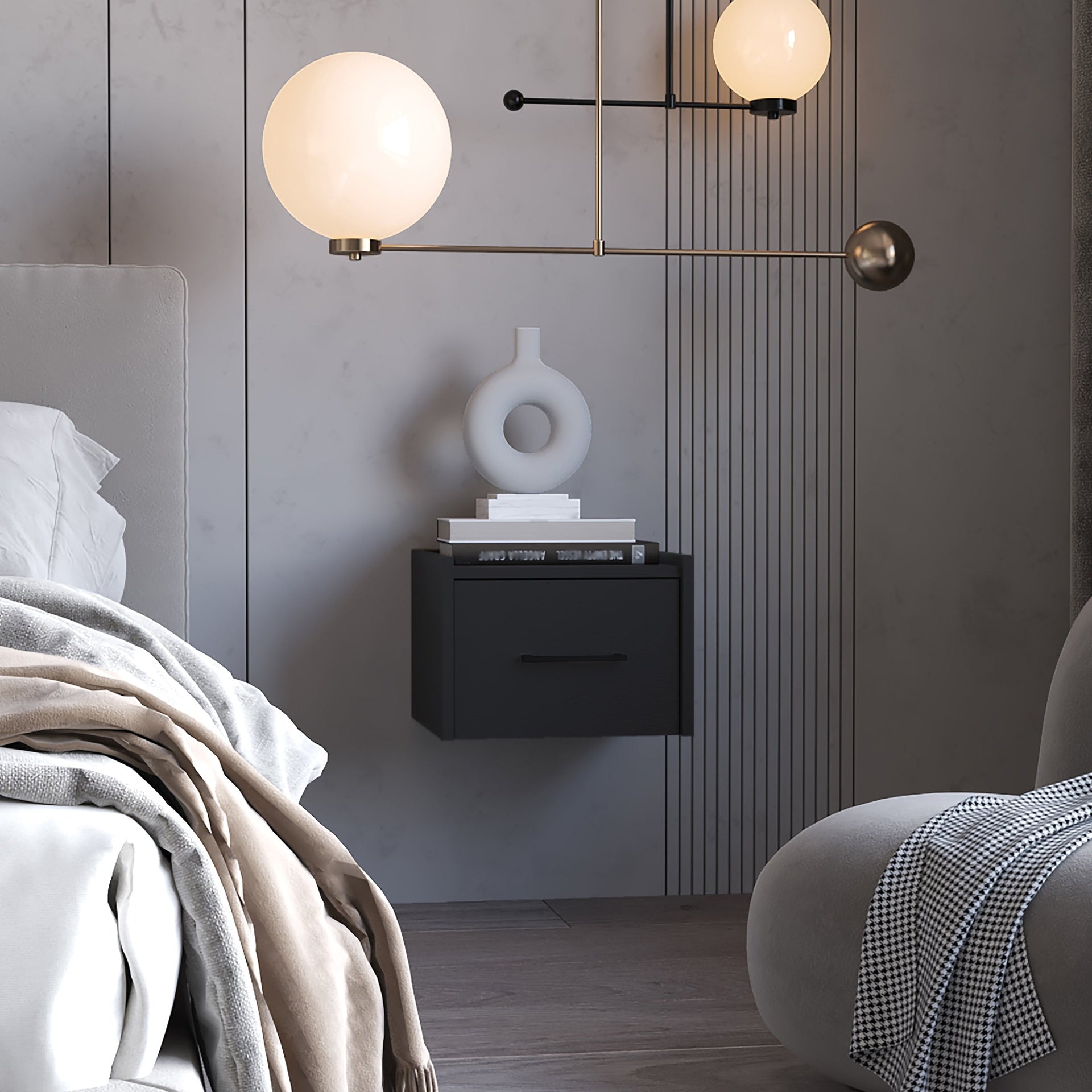 Wenge Wall-Mounted Floating Nightstand